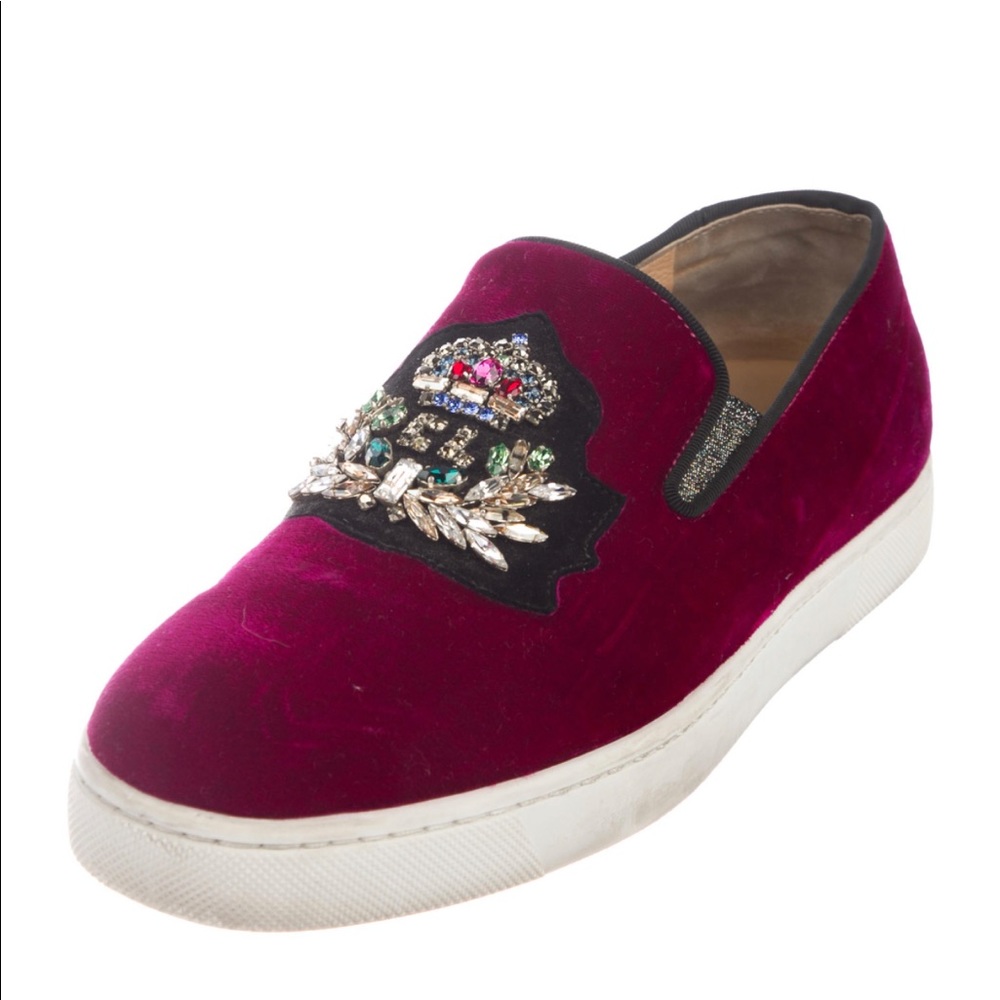 Christian Louboutin velvet strass slip on sneakers - Picture 4 of 5